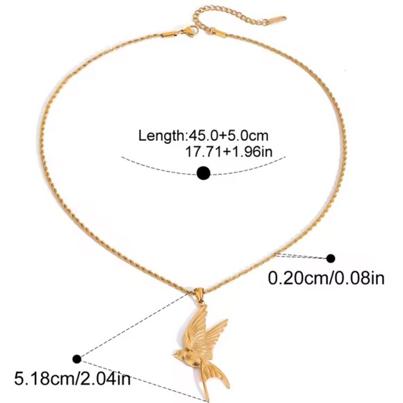 Swallow Peace Bird 18k Gold Stainless Steel Necklace - Picture 5 of 6